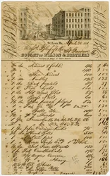 Scène du centre-ville de St. Louis à Main et Olive. Wilson et Brothers étaient des importateurs et des marchands de matériel étranger et domestique dans toutes ses branches